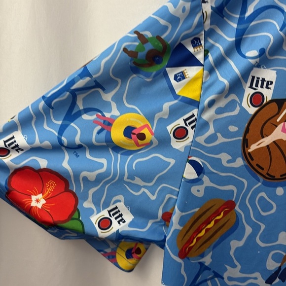 Kansas City Royals Hawaiian Button Down Short Sleeve Size XL Miller Lite - Picture 6 of 8
